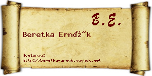 Beretka Ernák névjegykártya